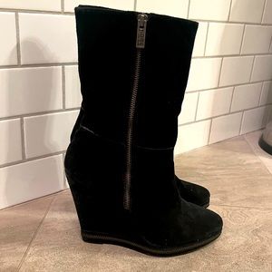 Michael Kors Black Suede Wedge Boots
